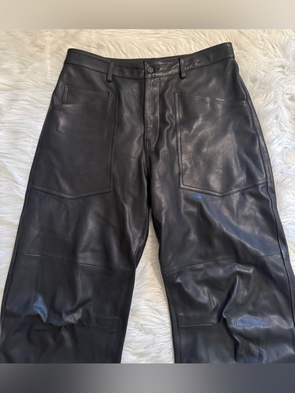 Nili Lotan Shon Leather Pants Black Size 8 - Picture 3 of 8